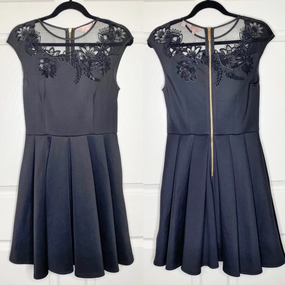 Ted Baker Dolli Dress in Black Size 2 - Picture 2 of 11